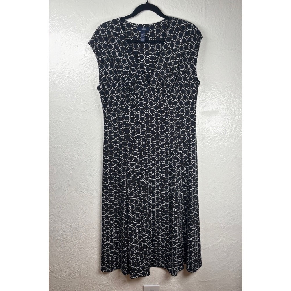 Chaps Dress XL Geometric Knee Length Office Siren Preppy Brunch Wedding Guest